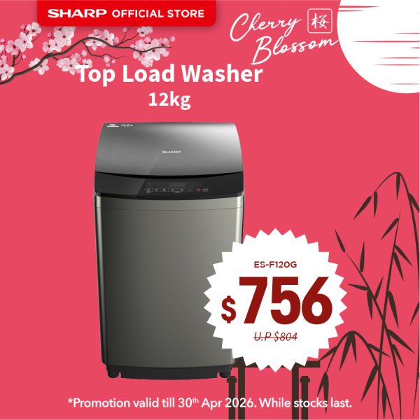 [SAKURA SALE] SHARP Top Load Washer (12.0kg) ES-F120G