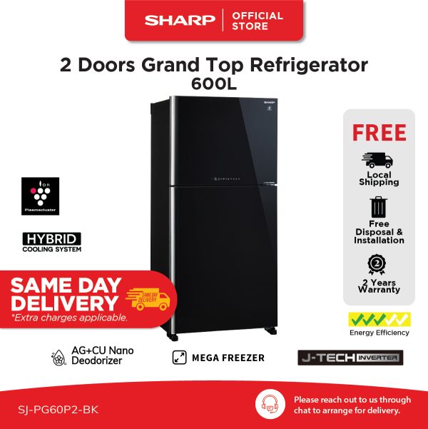 SHARP 600L Grand Top Refrigerator SJ-PG60P2-BK (Black)