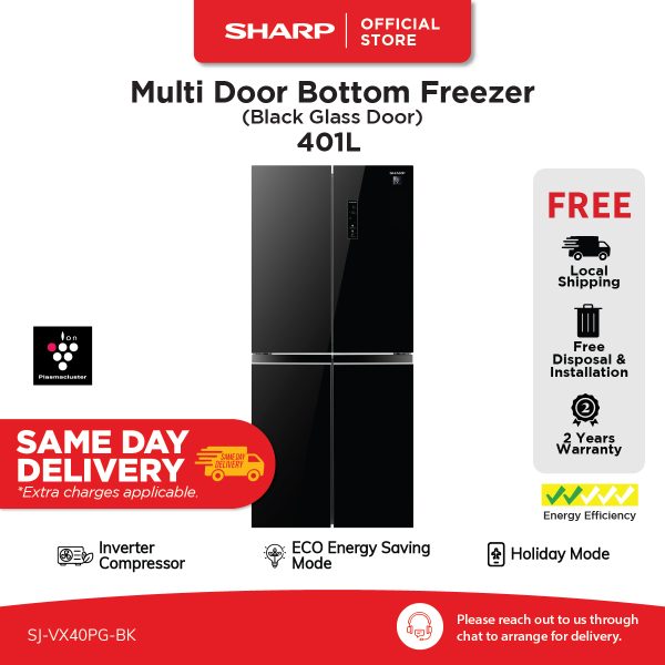 SHARP 401L Multi Doors Refrigerator SJ-VX40PG-BK