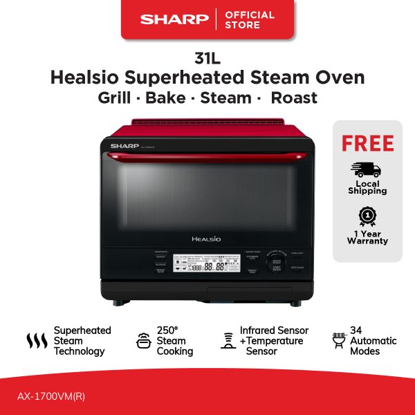 31L Healsio Superheated Steam Oven | Grill + Bake + Steam + Roast | AX-1700VM(R)