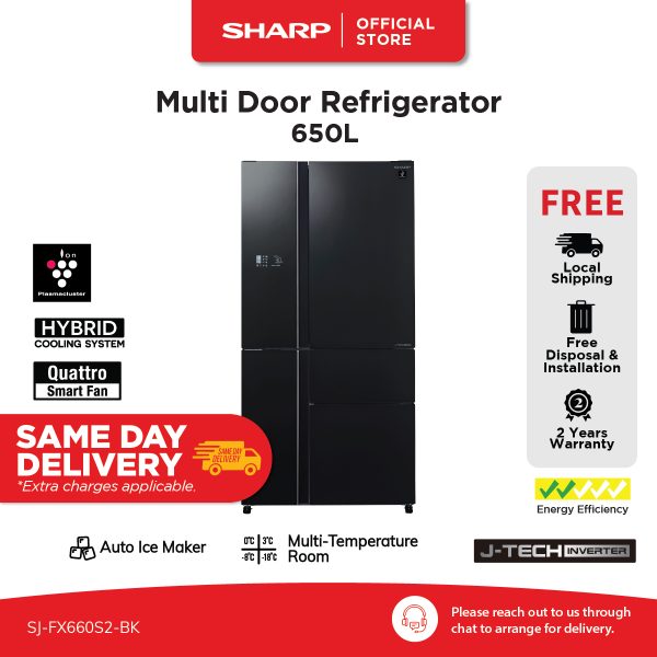 SHARP 660L 5 Doors Inverter Refrigerator SJ-FX660S2-BK