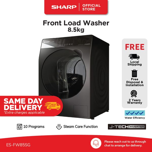 SHARP Front Load Washing Machine (8.5kg) ES-FW85SG