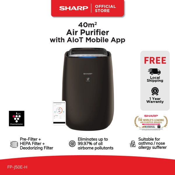 SHARP Plasmacluster AIOT 40m<sup>²</sup> Air Purifier FP-J50E-H