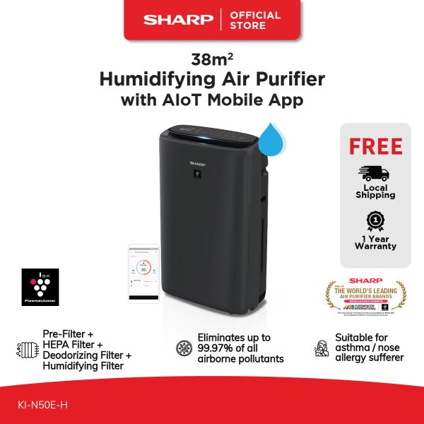 SHARP 38m² Plasmacluster Humidifying Air Purifier - KI-N50E-H