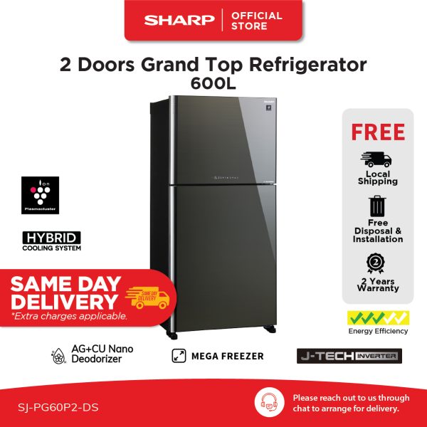 SHARP 600L Grand Top Refrigerator SJ-PG60P2-DS (Dark Silver)