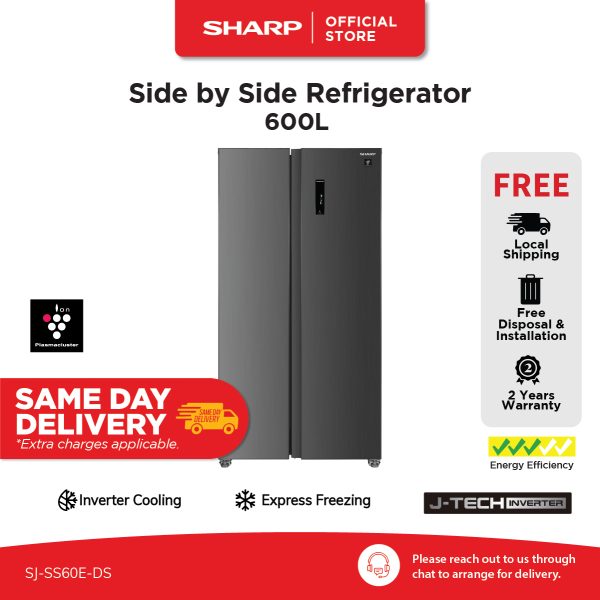 SHARP 600L Side-by-Side Inverter Refrigerator SJ-SS60E-DS