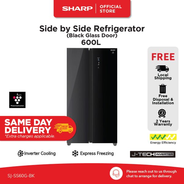 SHARP 599L Side-by-Side Refrigerator SJ-SS60G-BK