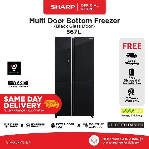 SHARP 567L 4 Multi Doors Refrigerator SJ-VX57PG-BK