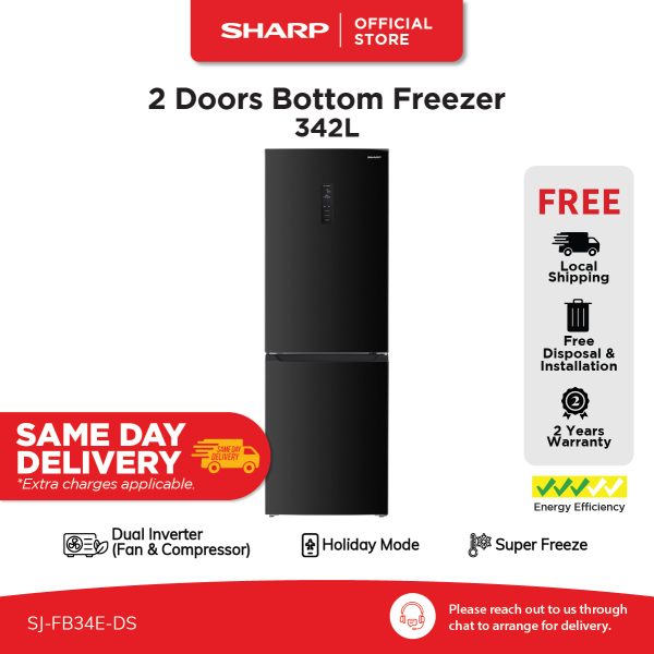 SHARP 342L 2 Door Bottom Freezer SJ-FB34E-DS