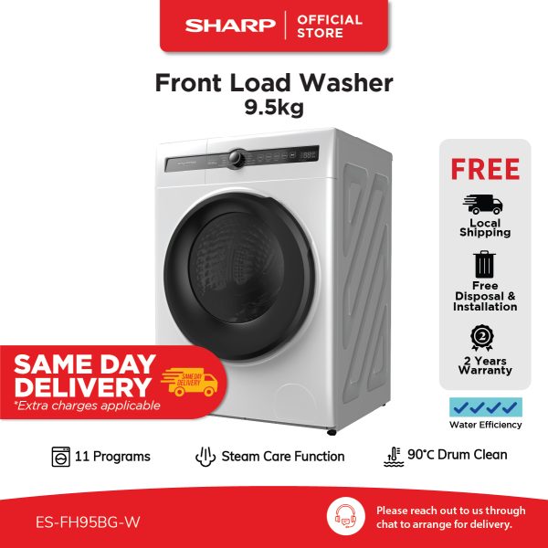SHARP Front Load Washer (9.5kg) ES-FH95BG-W