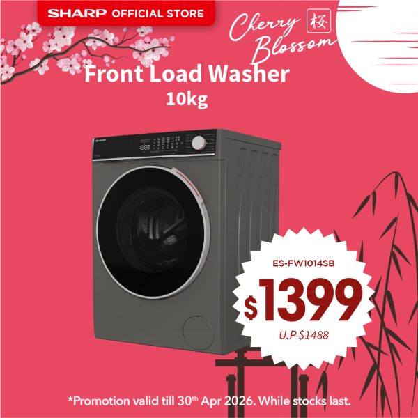 [SAKURA SALE] SHARP Front Load Washer (10kg) ES-FW1014SB