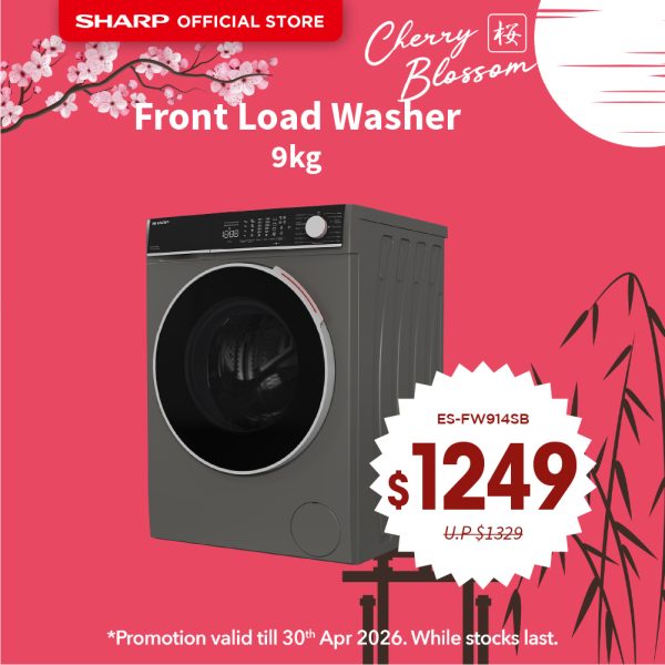 [SAKURA SALE] SHARP Front Load Washer (9kg) ES-FW914SB