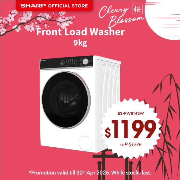 [SAKURA SALE] SHARP Front Load Washer (9kg) ES-FW914SW