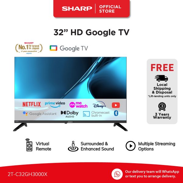 SHARP 32'' HD Google TV 2T-C32GH3000X | 3 Years Warranty