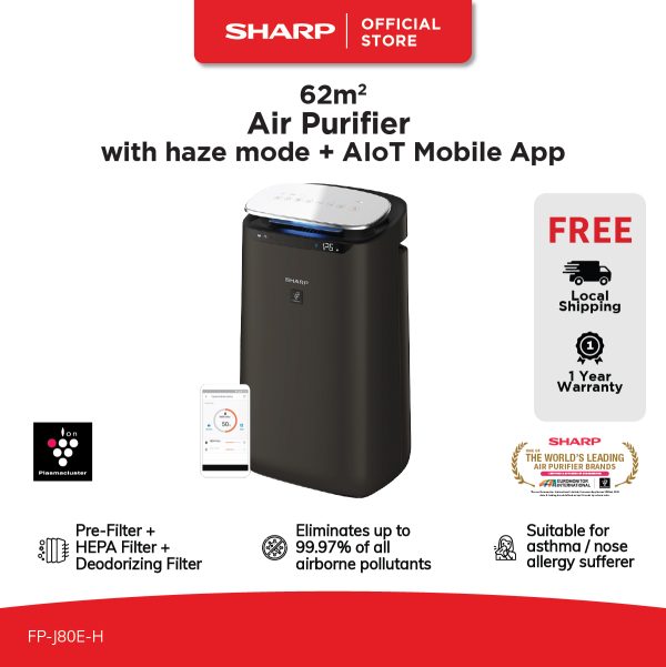 Sharp 62m² Air Purifier with AIoT FP-J80E-H