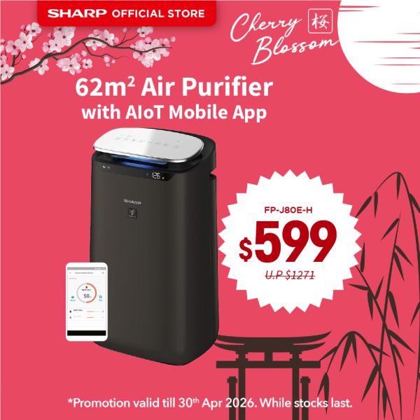 [SAKURA SALE] Sharp 62m² Air Purifier with AIoT FP-J80E-H