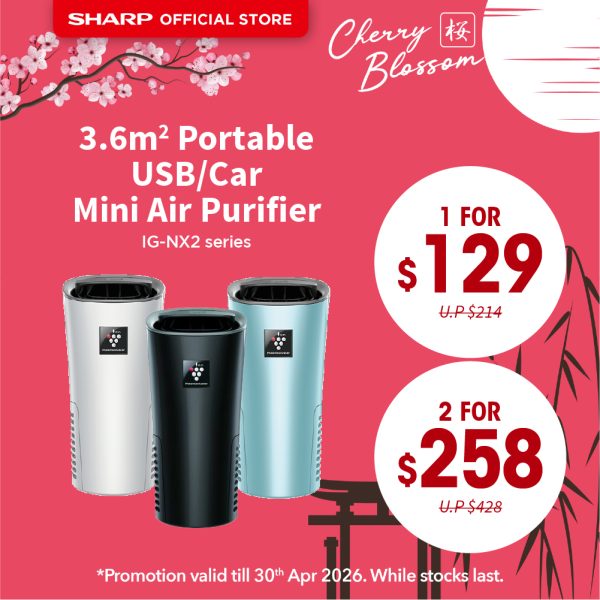 [SAKURA SALE] SHARP 3-6m² Car Ion Generator / USB Mini Air Purifier - IG-NX2x series (Bundle)