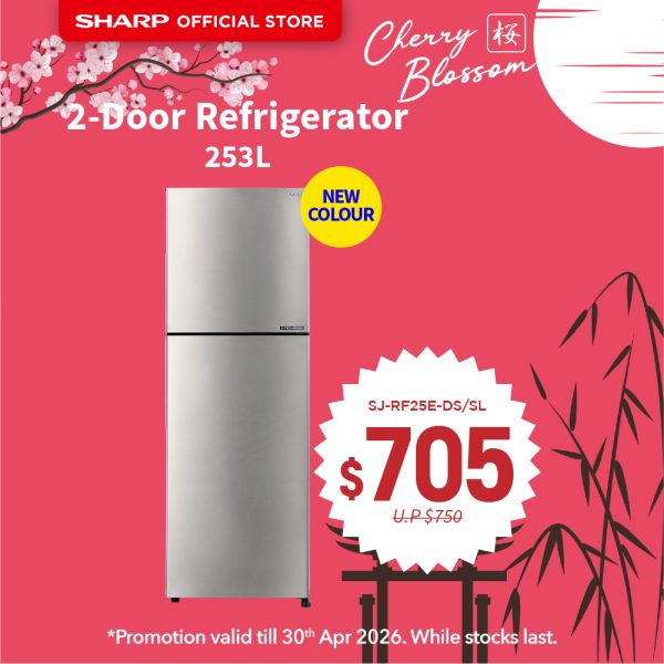 [SAKURA SALE] SHARP 253L 2-Door Refrigerator SJ-RF25E-SL (Silver)