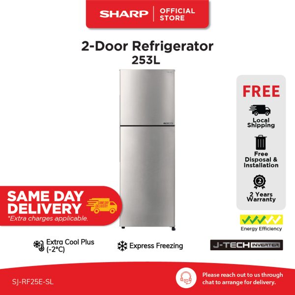 SHARP 253L 2-Door Refrigerator SJ-RF25E-SL (Silver)