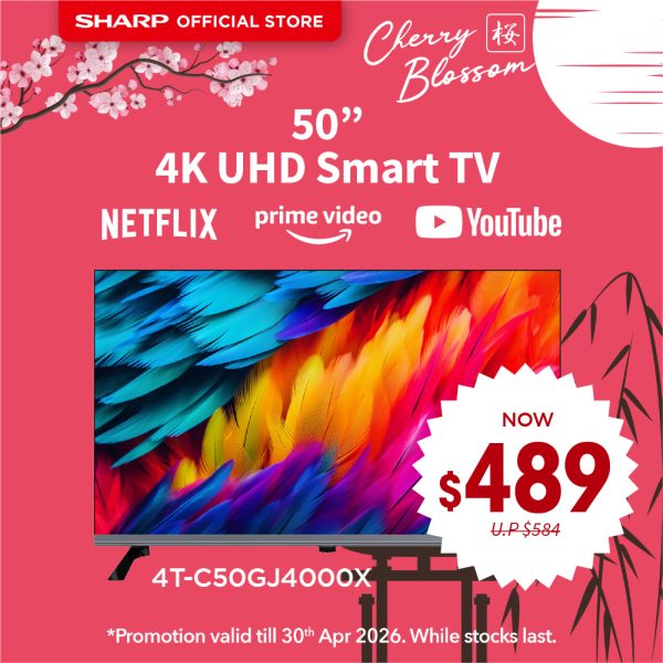 [SAKURA SALE] SHARP 50" 4K UHD SMART TV 4T-C50GJ4000X | 3 Years Warranty