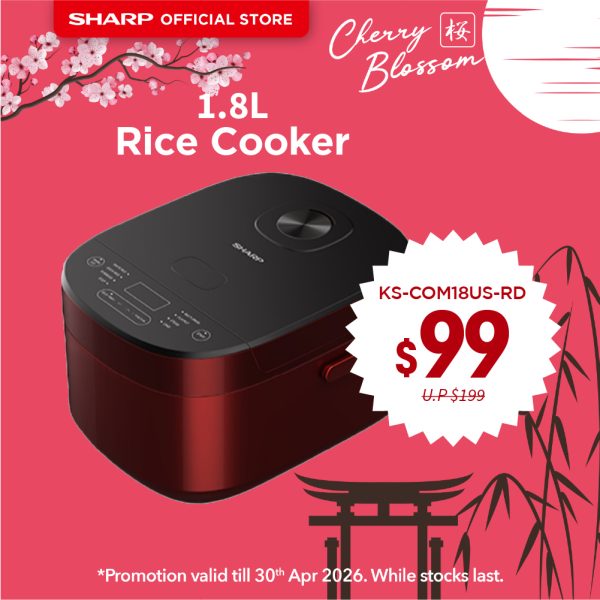 [SAKURA SALE] SHARP 1.8L Rice Cooker | 8 Preset Modes | KS-COM18US-RD