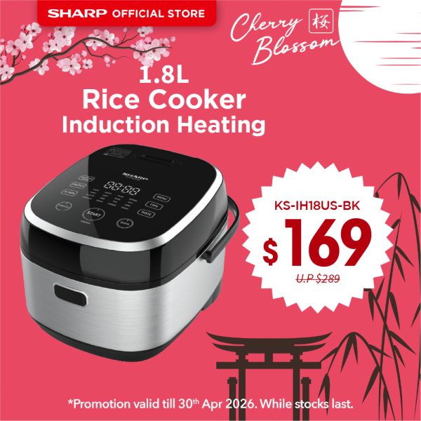 [SAKURA SALE] SHARP 1.8L Induction-Heating Rice Cooker | 8 Preset Modes | KS-IH18US-BK