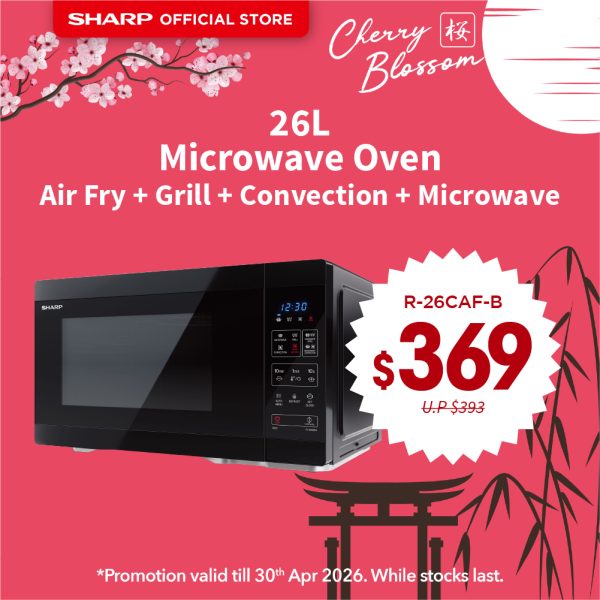 [SAKURA SALE] SHARP 26L Air Fry Microwave Oven - R-26CAF-B