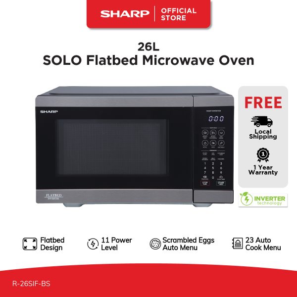 SHARP 26L SOLO Flatbed & Inverter Microwave Oven - R-26SIF-BS