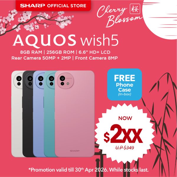 [SAKURA SALE] SHARP AQUOS wish5 Mobile Phone 256GB - Available in 5 Colours (Black/Green/Blue/White/Pink)