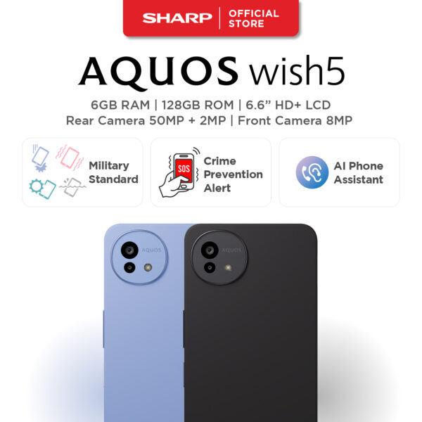 SHARP AQUOS wish5 Mobile Phone 128GB - Available in 2 Colours (Blue/Black)
