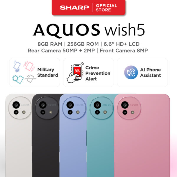 SHARP AQUOS wish5 Mobile Phone 256GB - Available in 5 Colours (Black/Green/Blue/White/Pink)