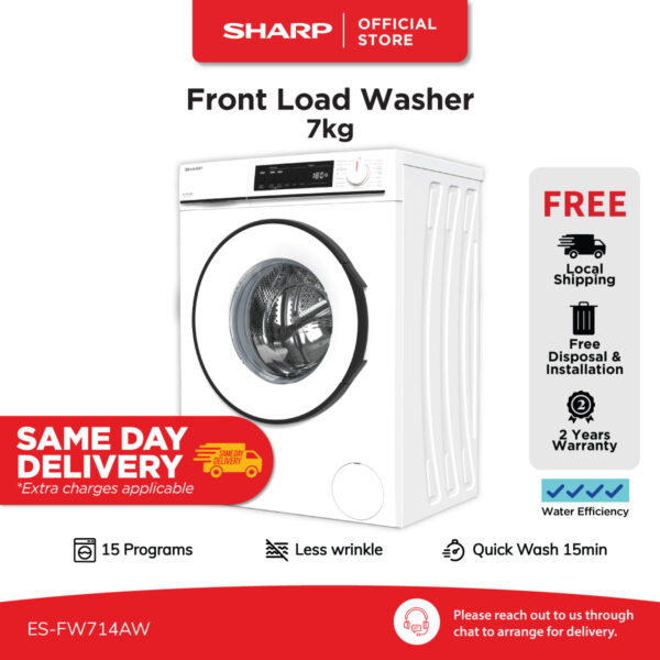 SHARP Front Load Washer (7kg) ES-FW714AW
