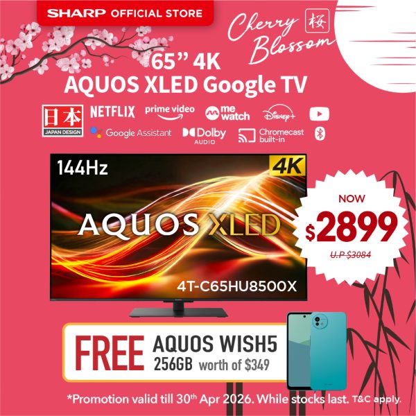 [SAKURA SALE] SHARP AQUOS XLED Google TV - 65" 4T-C65HU8500X | 3 YEARS WARRANTY